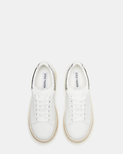 GLANCE White/Silver Espadrille Platform Casual | Women's Sneakers | Steve Madden Essential
