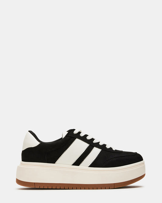 NINJA White/Black Women's Lace-Up Platform Sneaker | Steve Madden Smart Buy