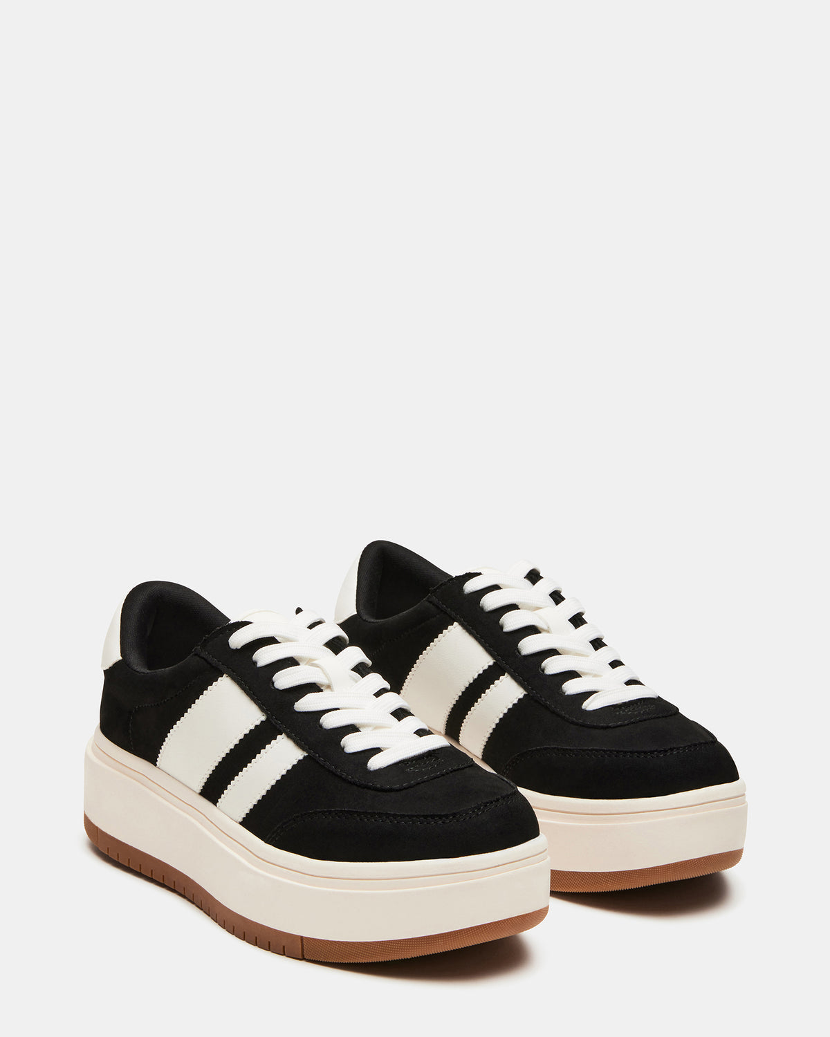 NINJA White/Black Women's Lace-Up Platform Sneaker | Steve Madden Smart Buy