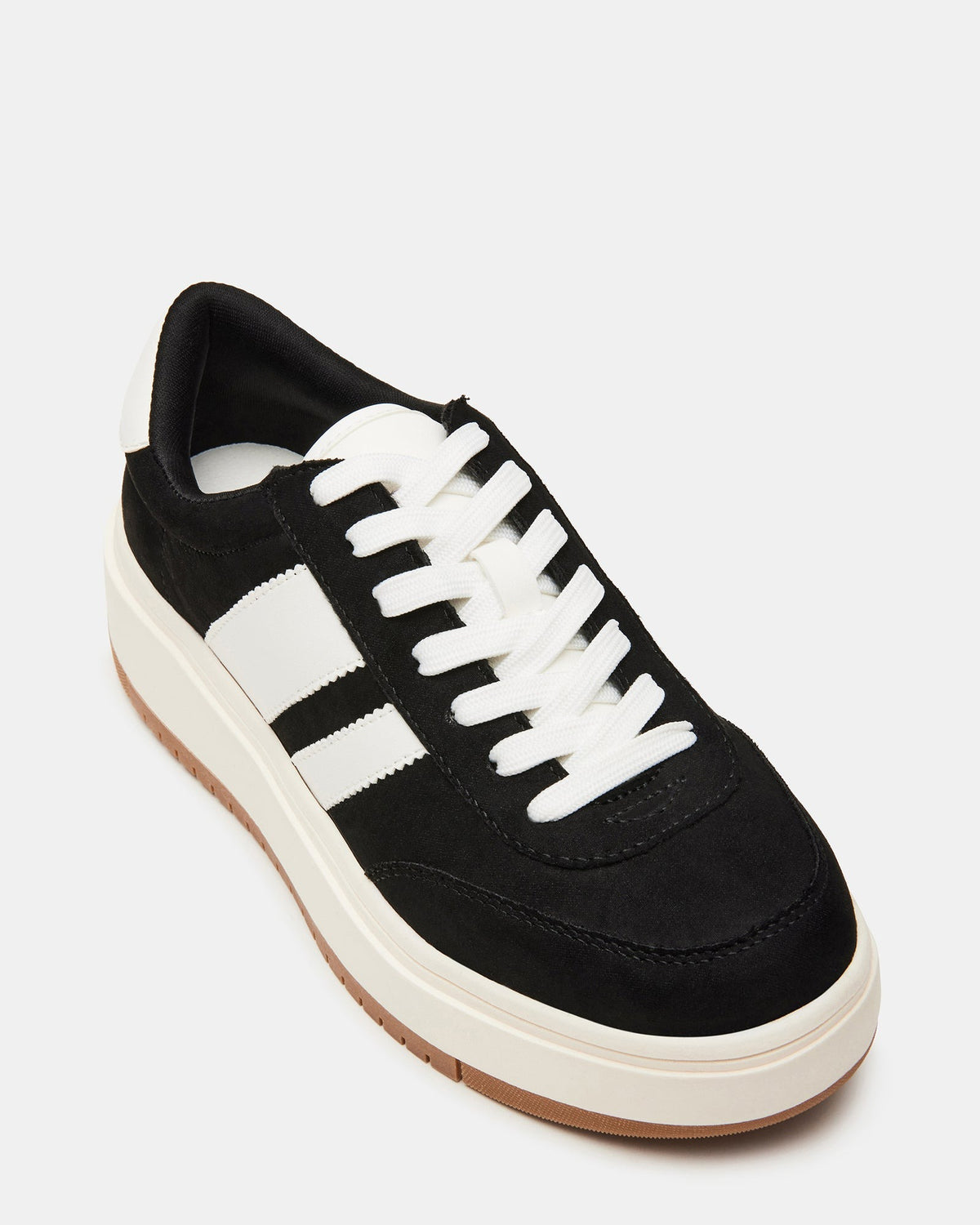 NINJA White/Black Women's Lace-Up Platform Sneaker | Steve Madden Smart Buy
