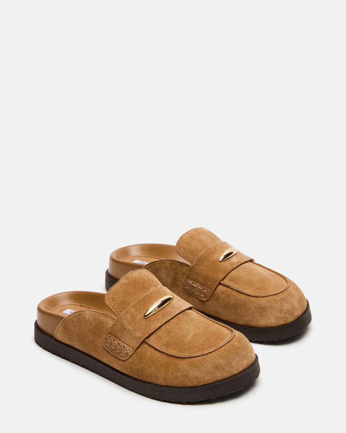 TOBIN Chestnut Suede Slip-On Mule Women's Flat | Steve Madden Recommended