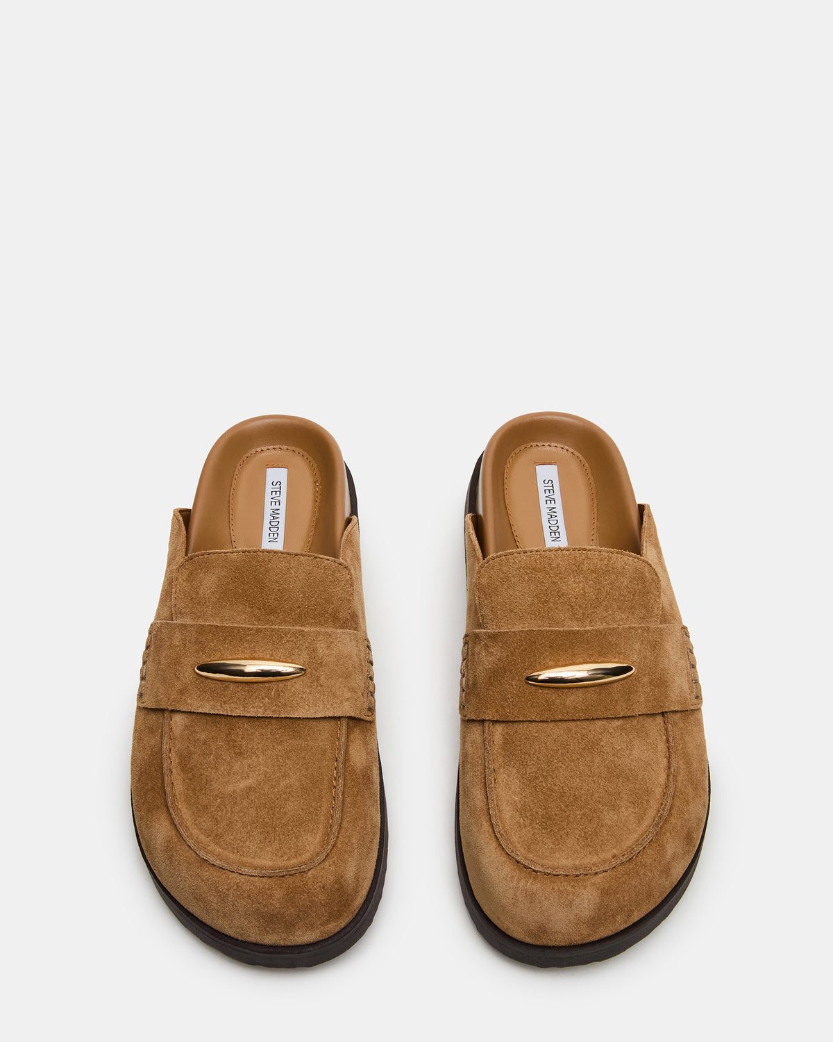 TOBIN Chestnut Suede Slip-On Mule Women's Flat | Steve Madden Recommended